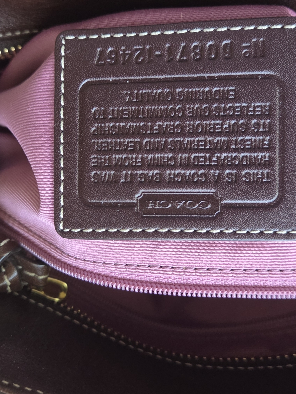 Coach Dark Brown Signature Canvas Tote with Gold Hardware - Picture 5 of 5